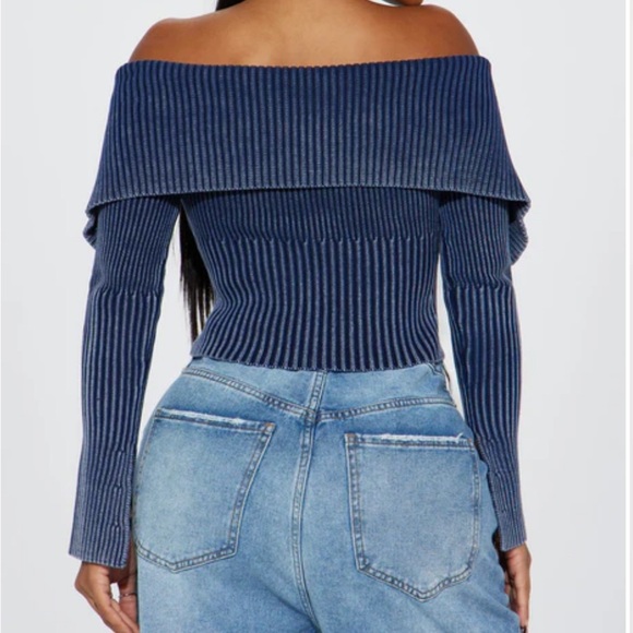 NWOT Fashion Nova Washed Cropped Cardigan - Navy - Picture 2 of 5